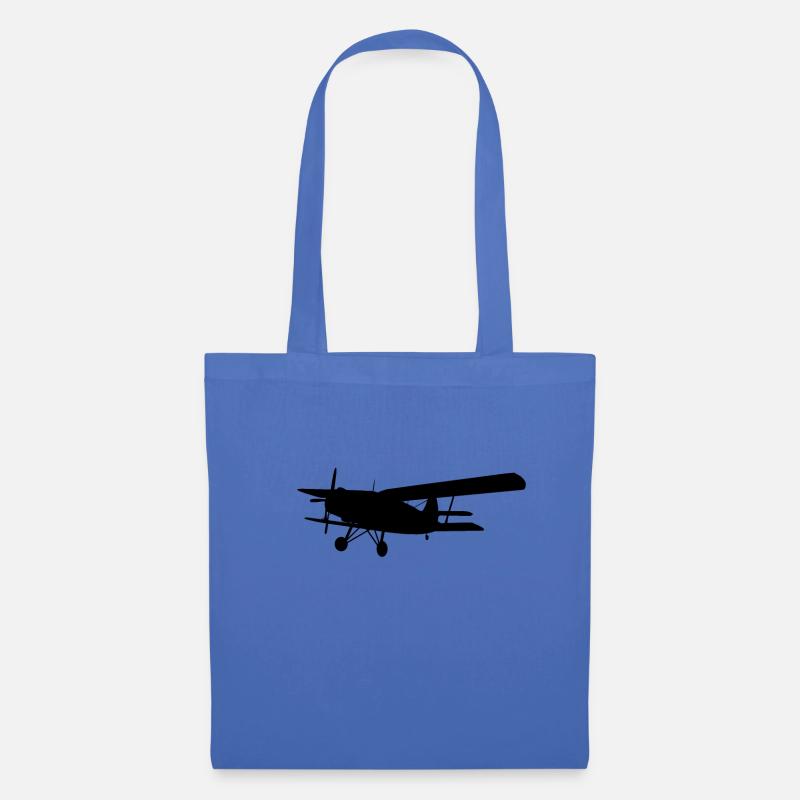 Doppeldecker Flugzeug - Stoffbeutel - Hellblau