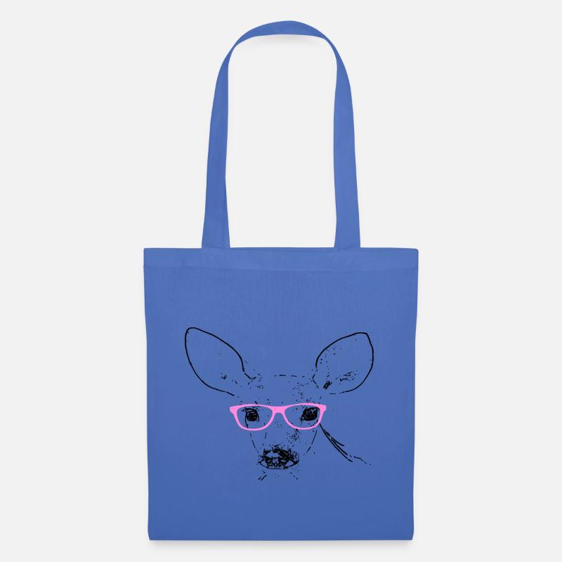 Reh mit Brille - Stoffbeutel - Hellblau