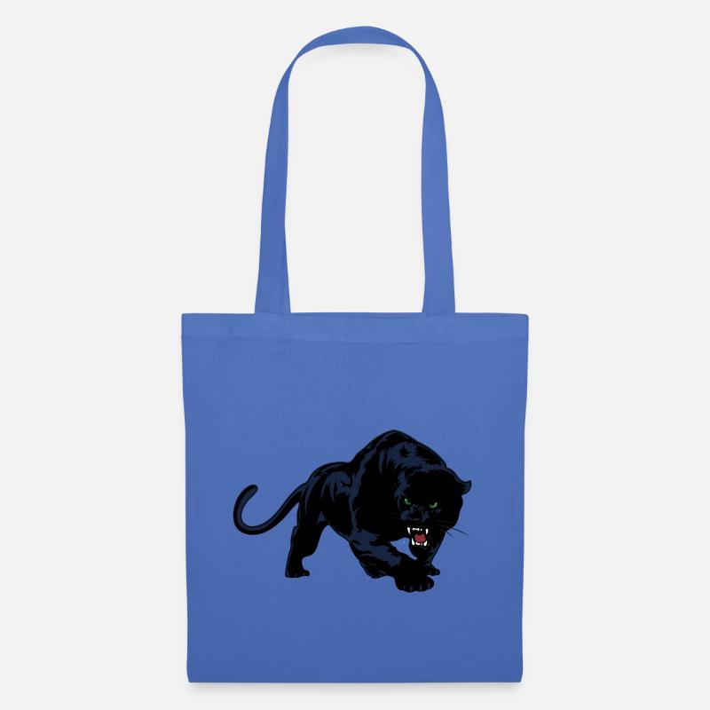 Schwarzer Panther oder Jaguar Wildkatze - Stoffbeutel - Hellblau