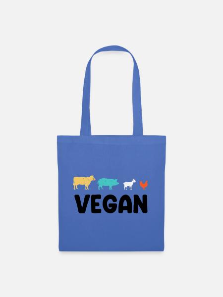 Vegan Tiere - Stoffbeutel - Hellblau