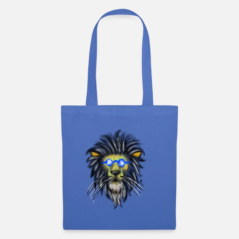 Löwe mit Brille - Stoffbeutel - Hellblau
