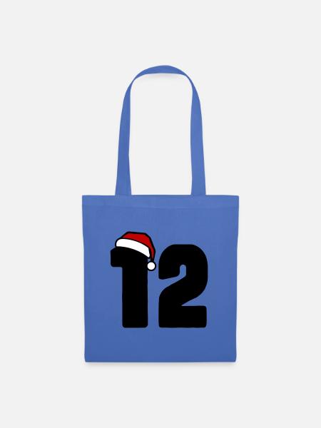 12 Zahl Weihnachten - Stoffbeutel - Hellblau