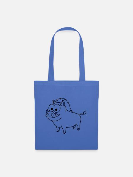 Wildschwein Comic Tier - Stoffbeutel - Hellblau