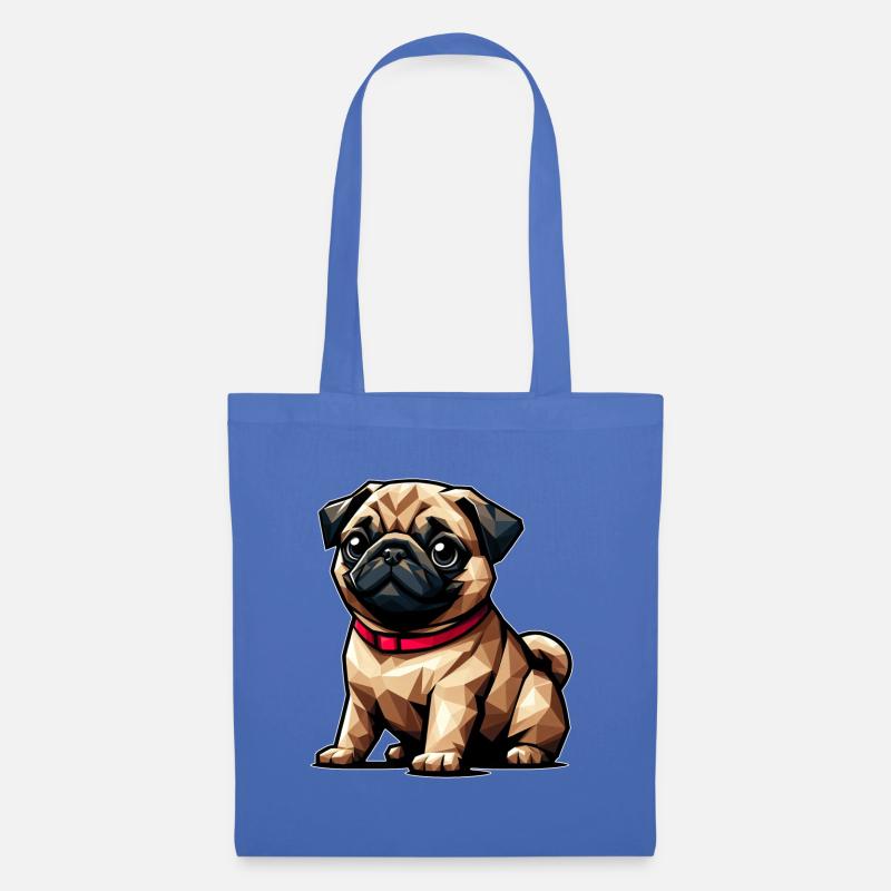 Geometrische Mopsdesign Hund Polygon Kunst - Stoffbeutel - Hellblau