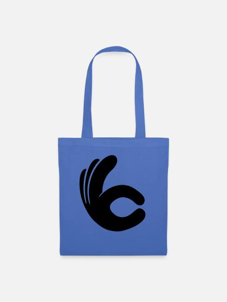 hand ok loch zeigen gut handschuh comic cartoon sc - Stoffbeutel - Hellblau