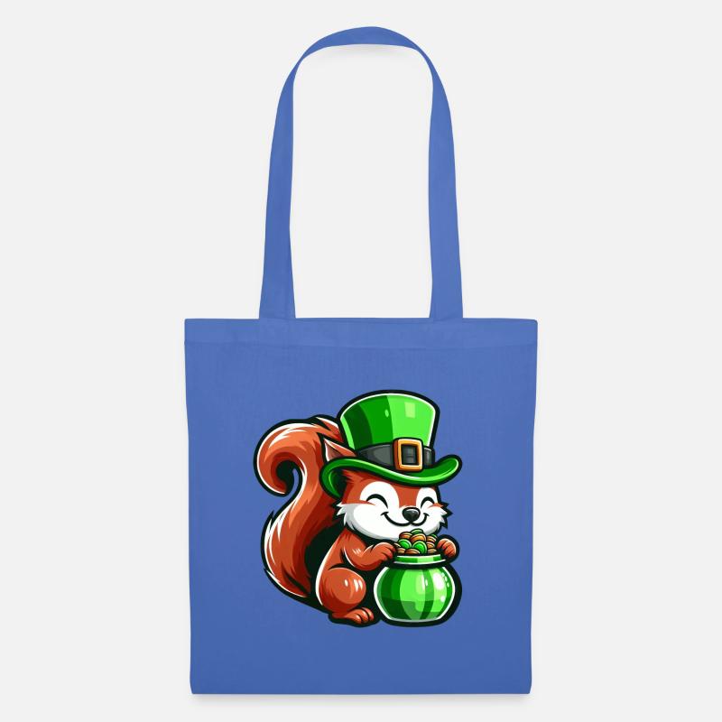 Conception de bande dessinée écureuil mignon de la Saint-Patrick - Sac en tissu - bleu pâle
