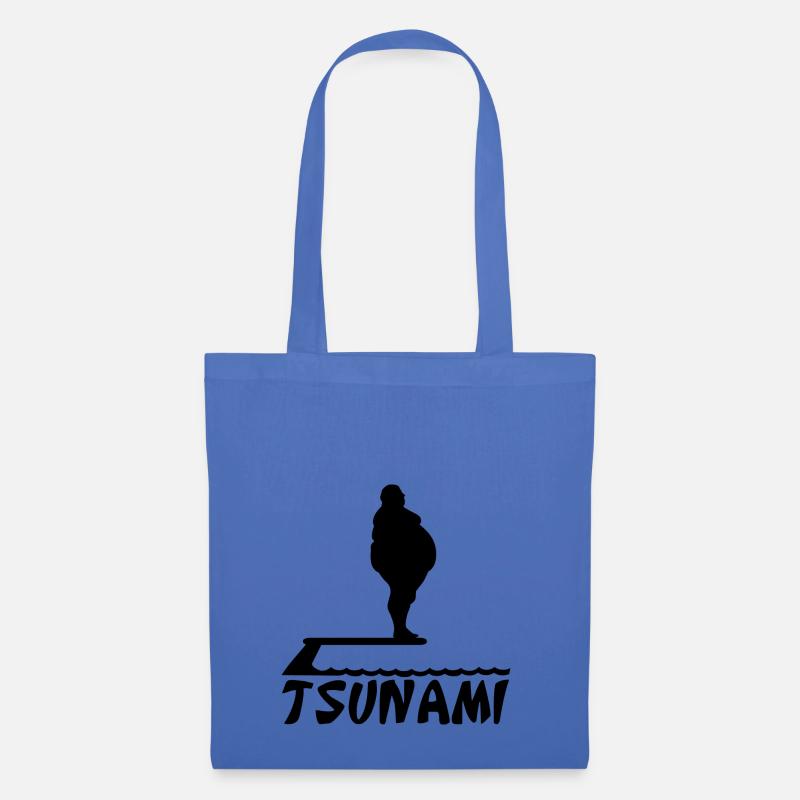Fettsack Tsunami Silhouette dicker fetter Mann - Stoffbeutel - Hellblau