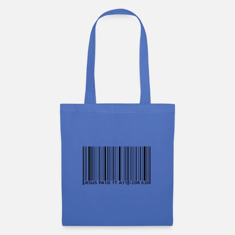 Jesus paid it all / Strichcode / 1. Korinther 6:20 - Stoffbeutel - Hellblau