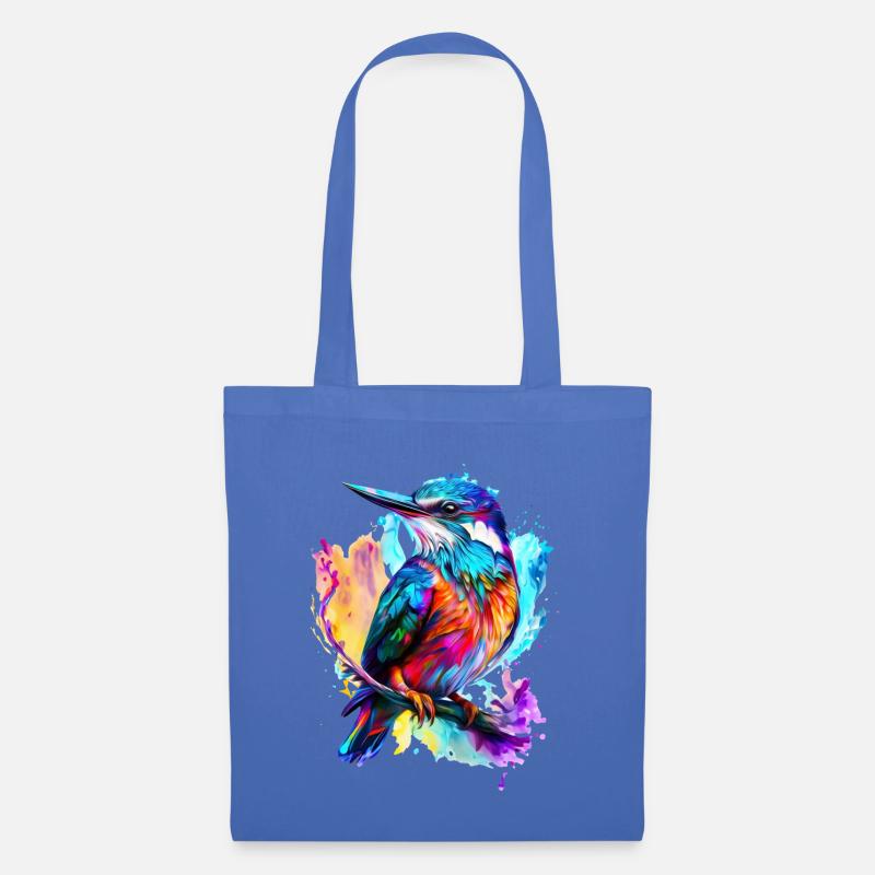 Bemalter Eisvogel - Stoffbeutel - Hellblau