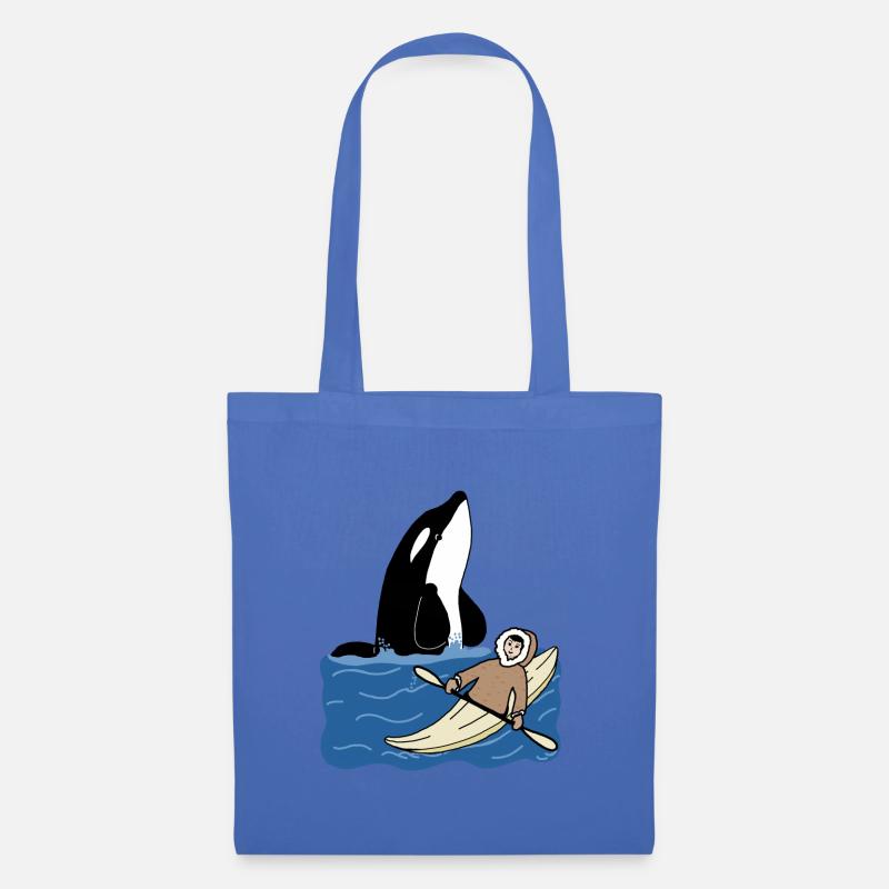 Eskimo Kind mit Kayak und Orca - Stoffbeutel - Hellblau