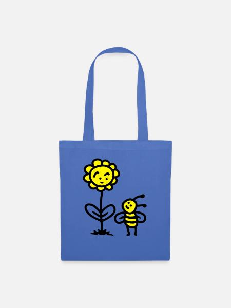 Biene Blume - Stoffbeutel - Hellblau