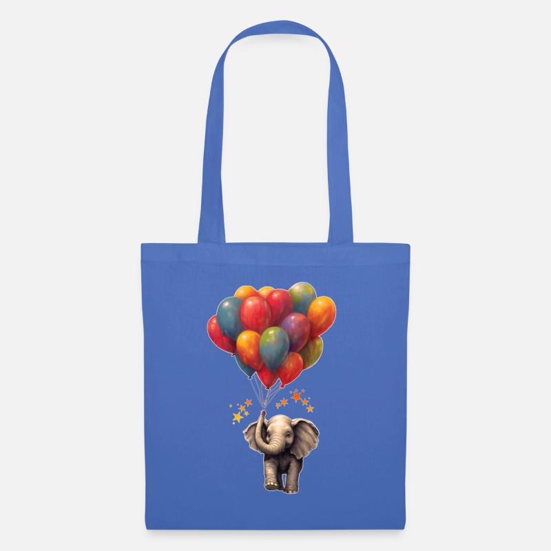 Elefant mit Luftballons - Stoffbeutel - Hellblau