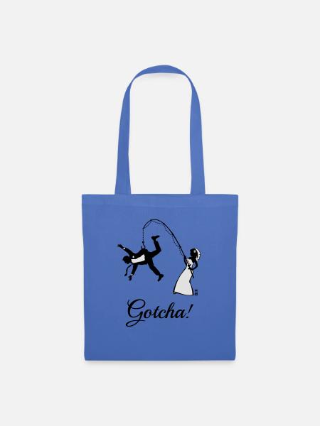 Gotcha! (Braut Angelt Ehemann / JGA) - Stoffbeutel - Hellblau