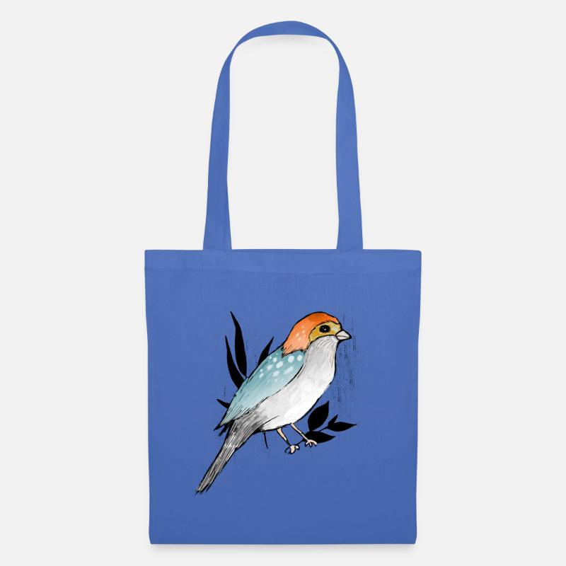 Vogel mit Tupfen - Stoffbeutel - Hellblau