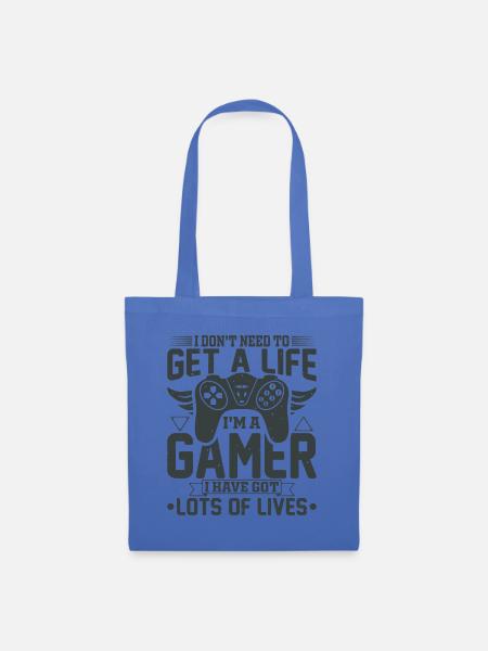 Gamer gaming zocken Computerspiel Controller - Stoffbeutel - Hellblau