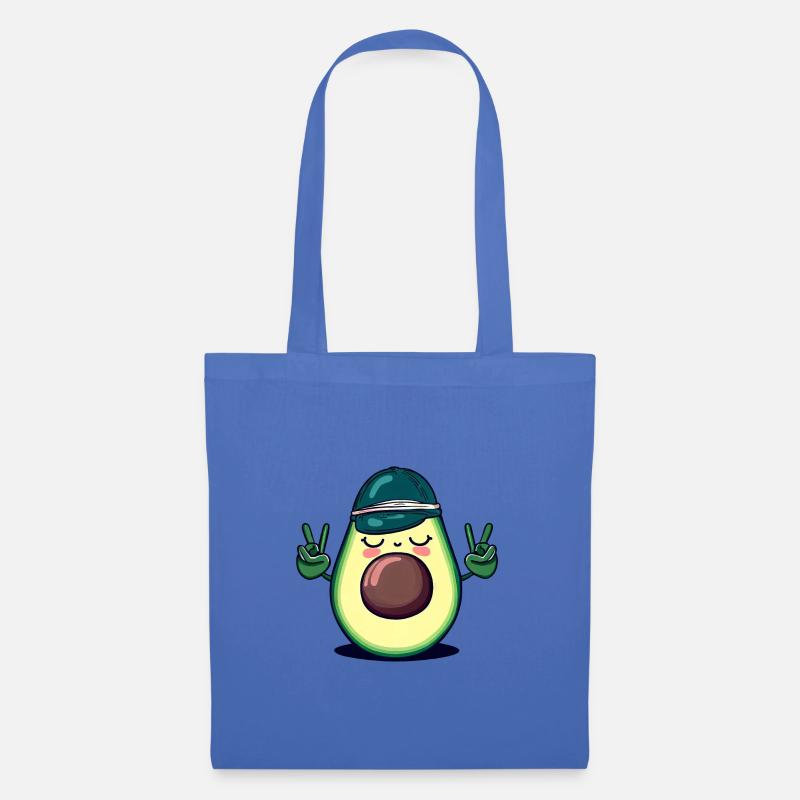Hippie-Avocado mit Basecap - Coole Peace-Design - Stoffbeutel - Hellblau