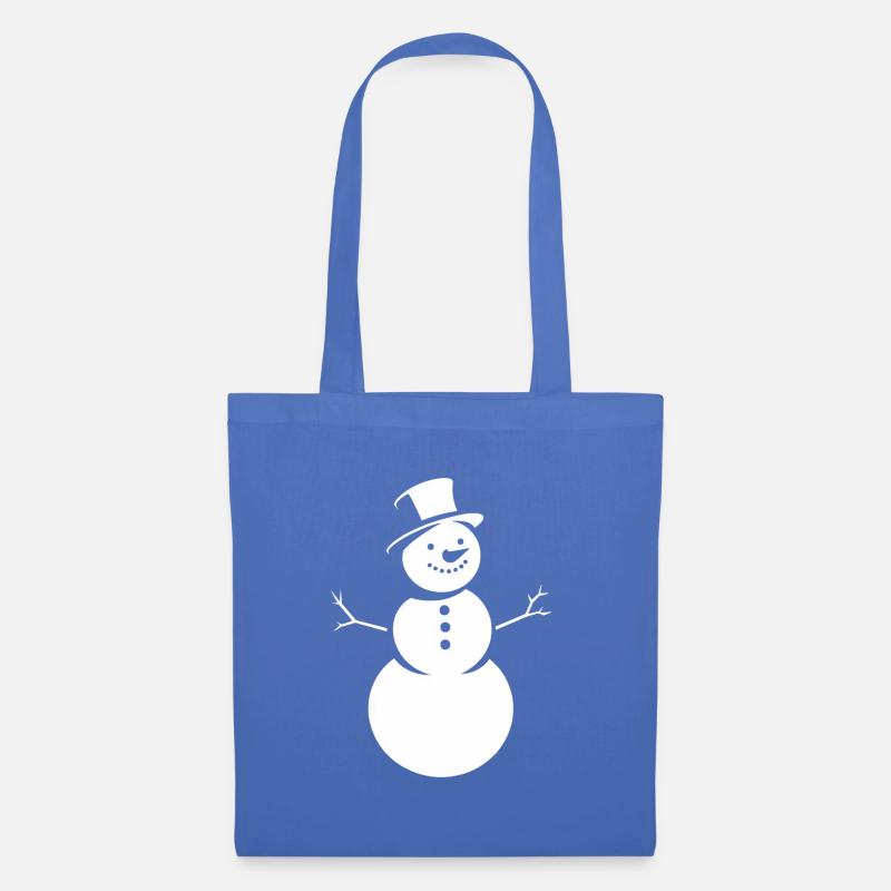 Minimalistische Silhouette eines Schneemanns - Stoffbeutel - Hellblau