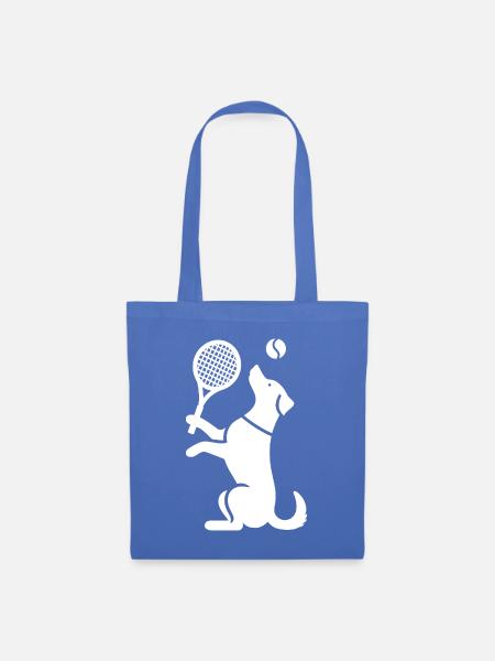 Hund Tennis Silhouette Minimalistisch - Stoffbeutel - Hellblau