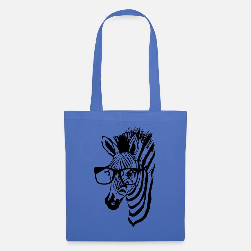 Zebra mit Brille - Stoffbeutel - Hellblau