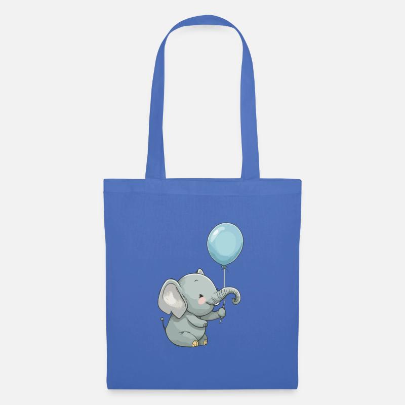 kleiner Elefant mit Luftballon - Stoffbeutel - Hellblau