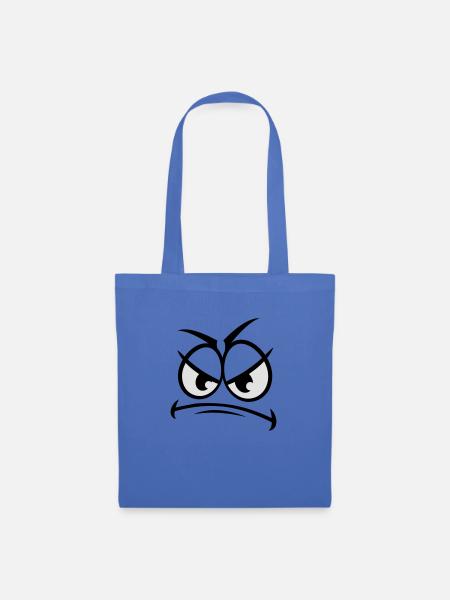 Böses Gemeines Wütendes Comic Gesicht - Stoffbeutel - Hellblau