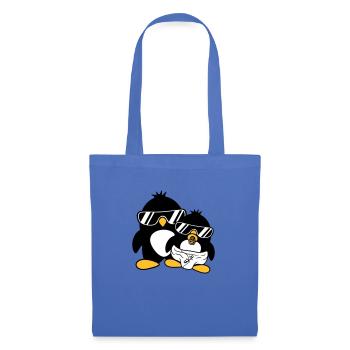 pingouin père fils fille bébé enfant sucette win - Sac en tissu - bleu pâle - Devant