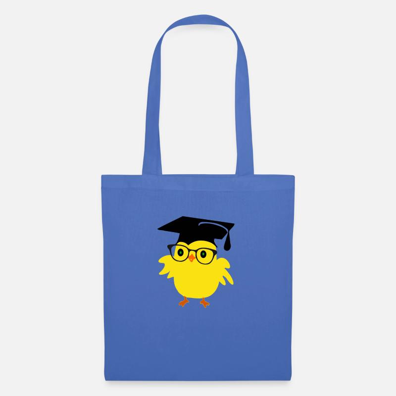 🐥❤✦ ° • Nettes Nerd-Küken auf einer Abschluss-Kappe u. Gläsern - Stoffbeutel - Hellblau