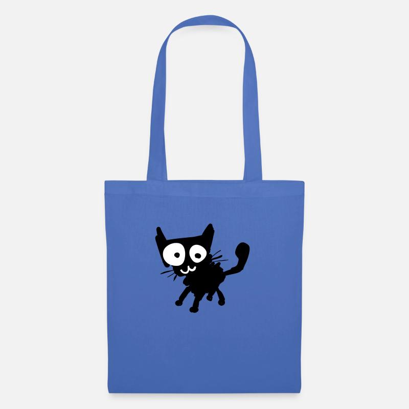 Katze schwarz - Stoffbeutel - Hellblau