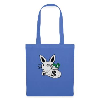 Reicher Geldsack Osterhase Geldscheine - Stoffbeutel - Hellblau - Vorne