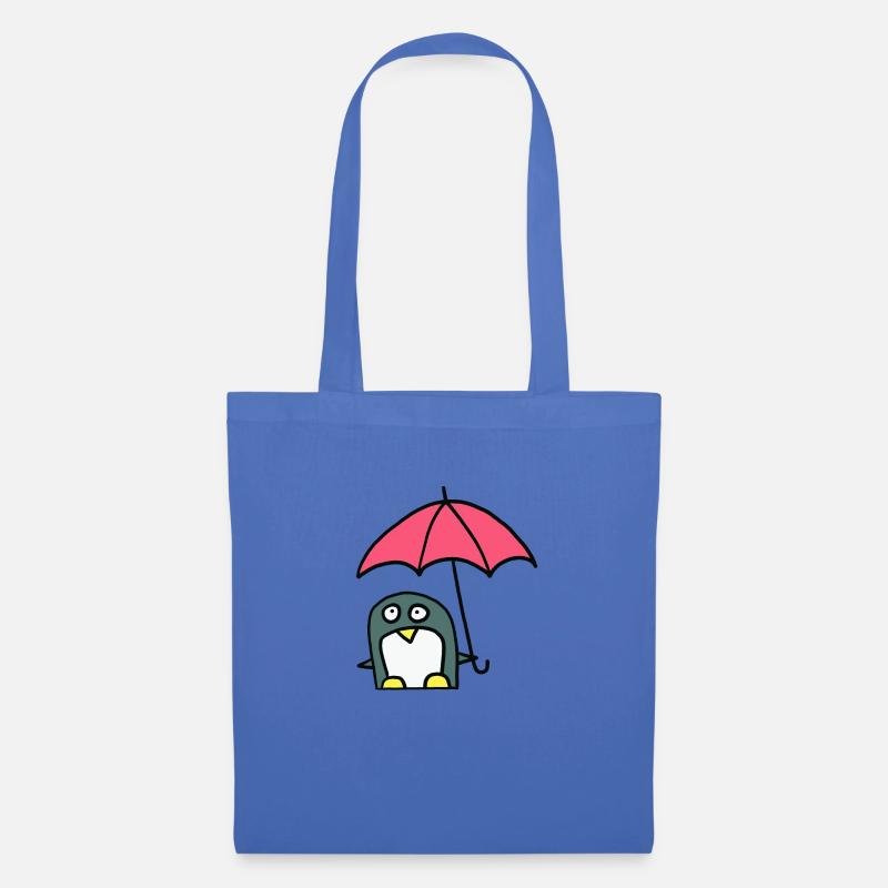 Pinguin mit Regenschirm - Stoffbeutel - Hellblau