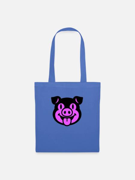 Ferkel Schwein Kopf - Stoffbeutel - Hellblau