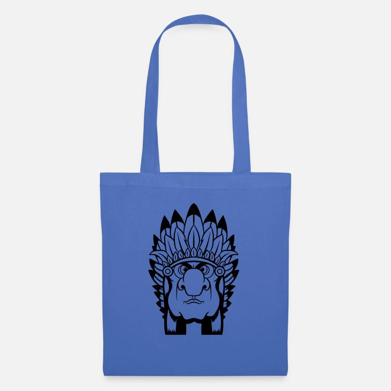 Grimmiger Indianerhäuptling mit Federschmuck Comic - Stoffbeutel - Hellblau