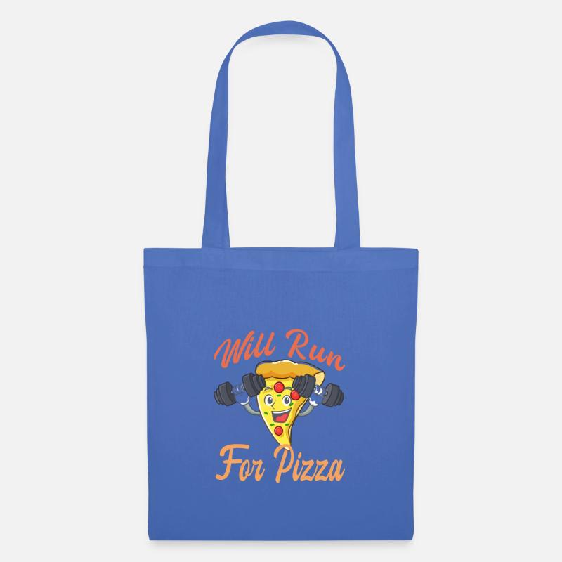 "Will Run For Pizza" - Stoffbeutel - Hellblau