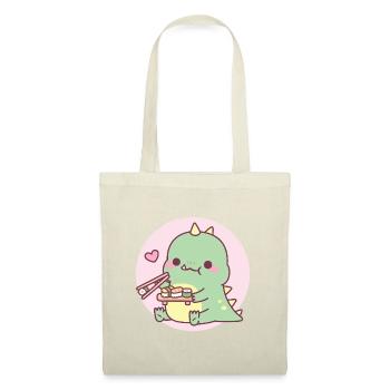 Mignon dinosaure vert aime les sushis - Sac en tissu - nature - Devant