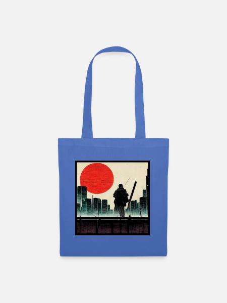 Ronin/Samurai auf den Straßen des postapokalyptischen T - Stoffbeutel - Hellblau