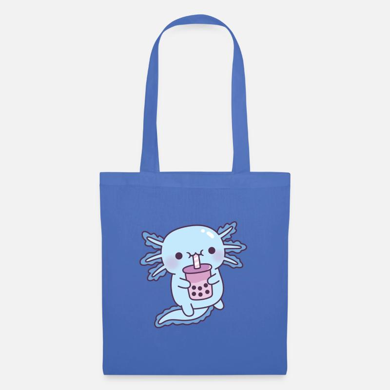 Süßer blauer Axolotl trinkt Taro Boba Milchtee - Stoffbeutel - Hellblau