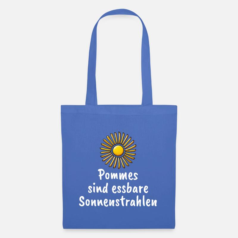 Pommes Essbare Sonnenstrahlen Lustiger Spruch - Stoffbeutel - Hellblau