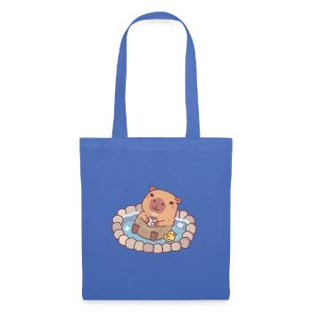 Mignon Capybara et Ducky Chilling dans la source chaude - Sac en tissu - bleu pâle - Devant