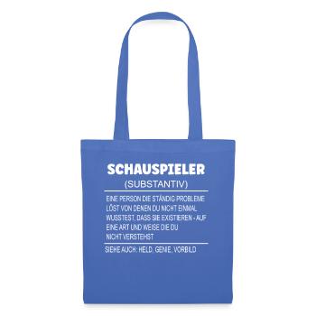 Wörterbuch Erklärung SCHAUSPIELER Held, Genie - Stoffbeutel - Hellblau - Vorne