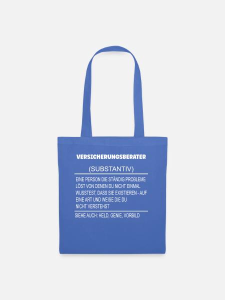 Wörterbuch Erklärung VERSICHERUNGSBERATER Held - Stoffbeutel - Hellblau