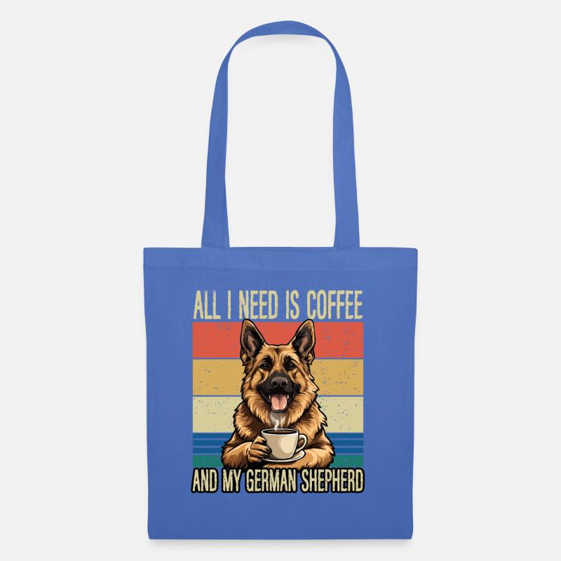 Kaffee und mein Deutscher Schäferhund - Stoffbeutel - Hellblau