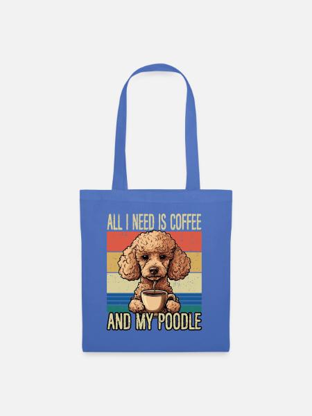 Kaffee und mein Pudel - Stoffbeutel - Hellblau