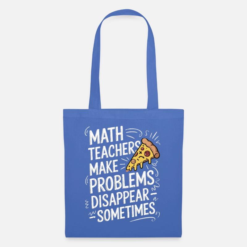 Professeur de mathématiques drôle Conception Pizza et résolution de problèmes - Sac en tissu - bleu pâle