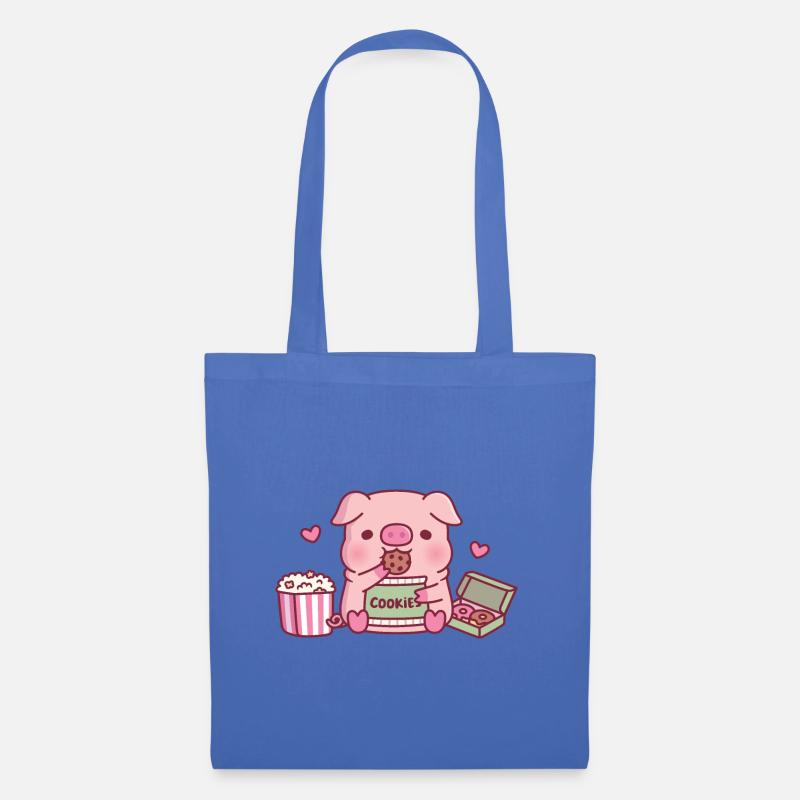 Mignon cochon grignotant des biscuits - Sac en tissu - bleu pâle