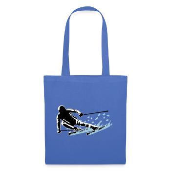 Skifahren - flotter Skifahrer und Schnee - Stoffbeutel - Hellblau - Vorne