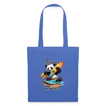 Panda / Tier / Zoo / Bambus / Wild / Kindlich - Stoffbeutel - Hellblau - Vorne
