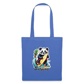 Panda / Tier / Zoo / Bambus / Wild / Kindlich - Stoffbeutel - Hellblau - Vorne