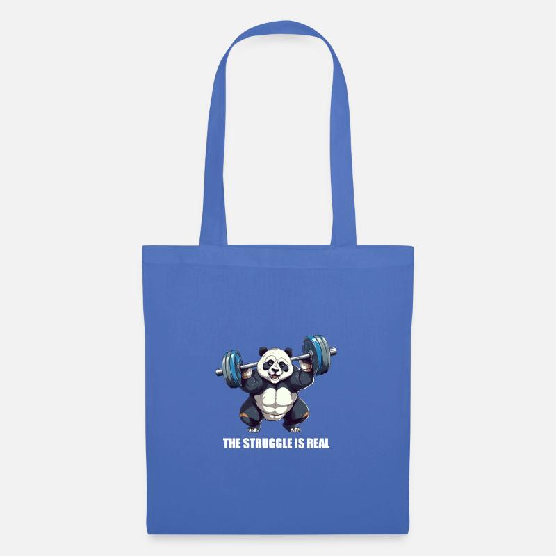 Panda Hantel Workout the struggle is real - Stoffbeutel - Hellblau
