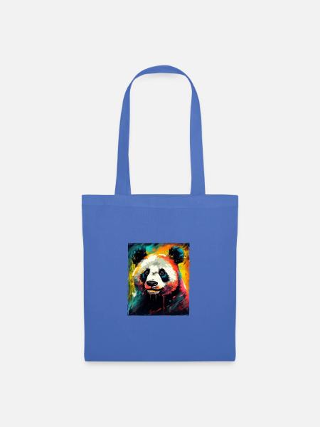 Panda Porträt - Stoffbeutel - Hellblau