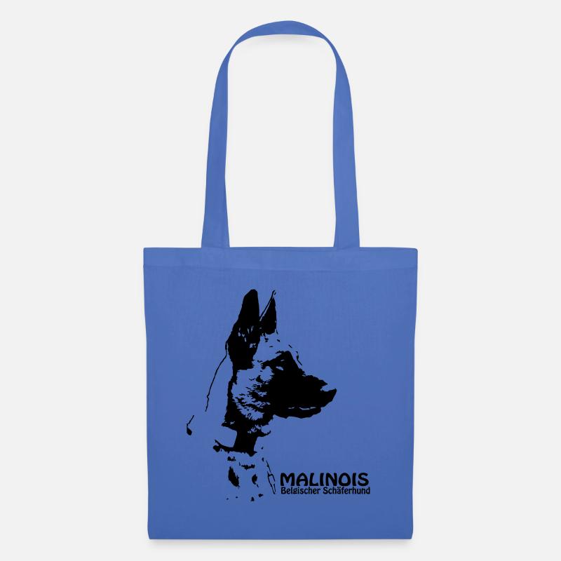 Malinois Portrait, schwarz - Stoffbeutel - Hellblau